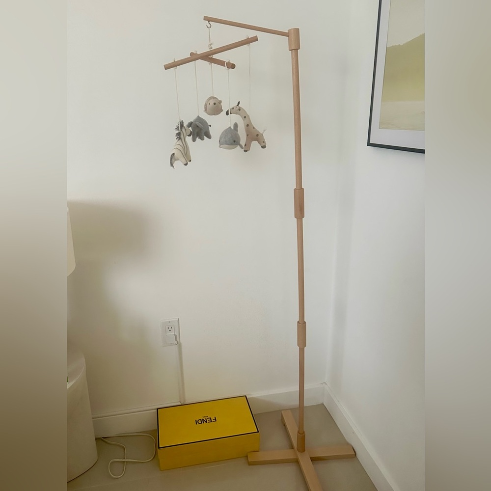 Wooden Baby Mobile with Animal Plush Toys